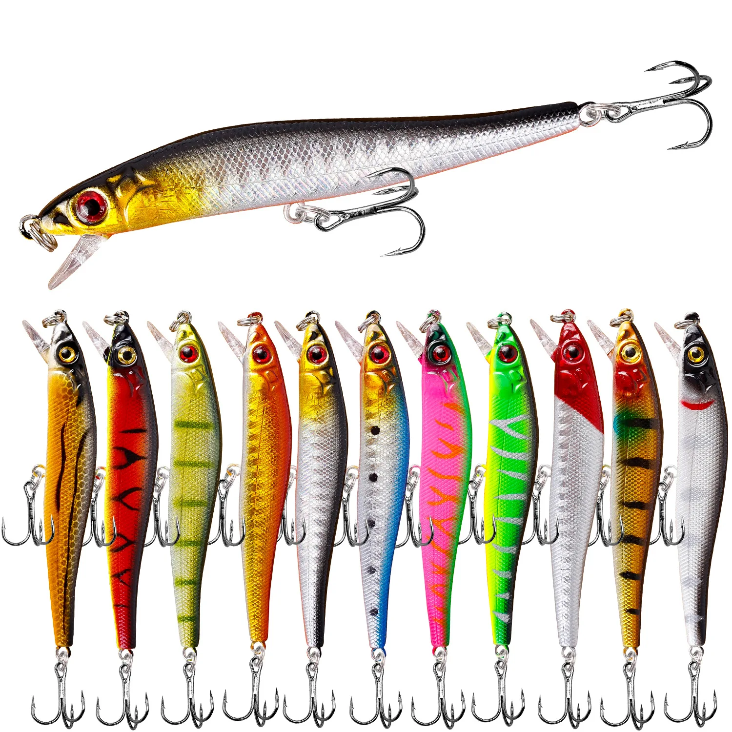 En Stock, Señuelo Flotante Mini Minnow de 8.5cm/5.8g, 5 Colores, con Sonido, Biónico, de Largo Alcance, para Pesca de Lubina, Trucha y Perca en Todas las Aguas