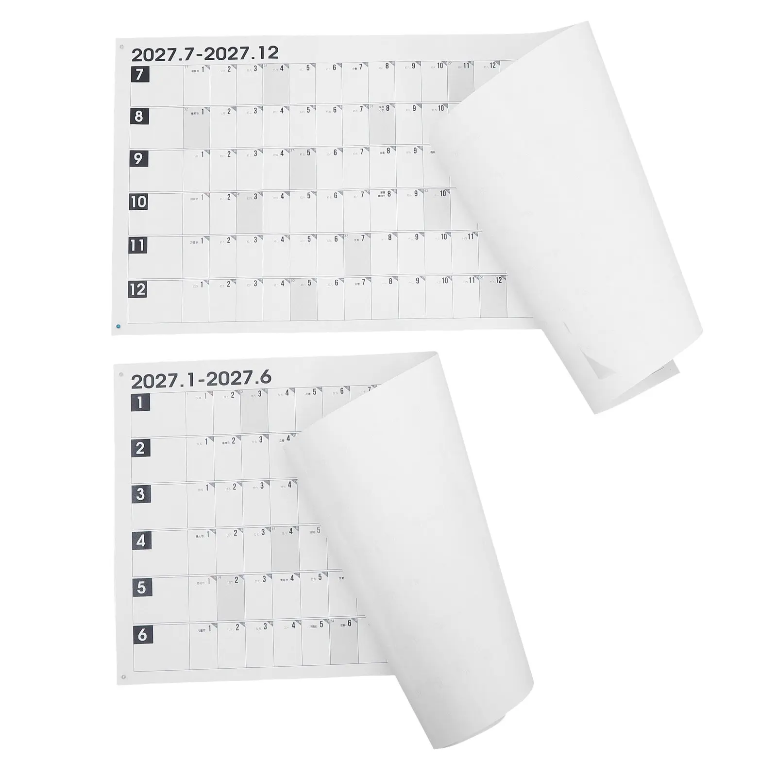 1Set Yearly Wall Calendar 2027 Colorful Decorative Note Calendar Writable Full Year Planner Dry Erase Board for Home Office