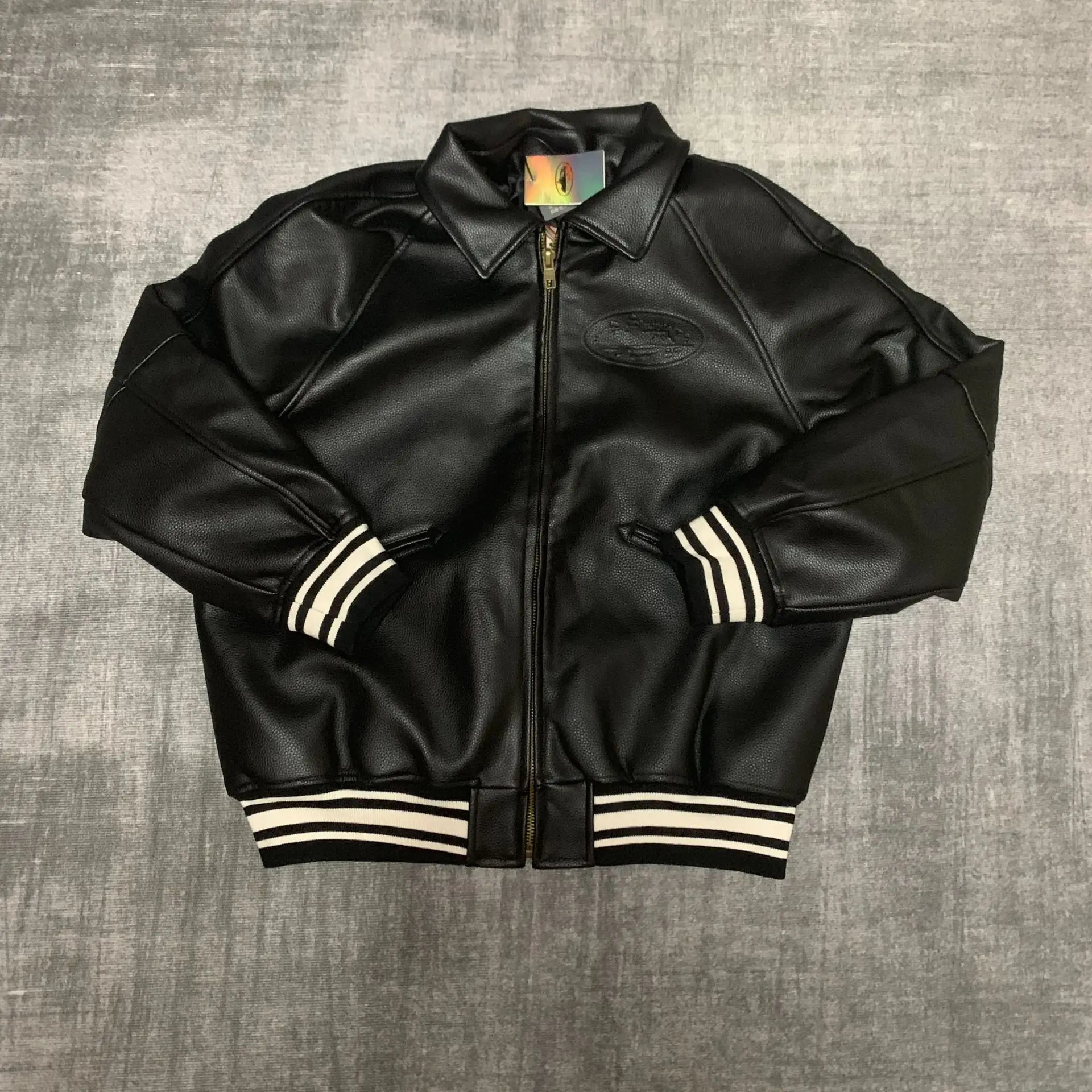 

American Sle Retro PU Leather Jaet Cotton Jaet Winter MA Flight Motorcycle Jaet Cotton Outerwear for Men