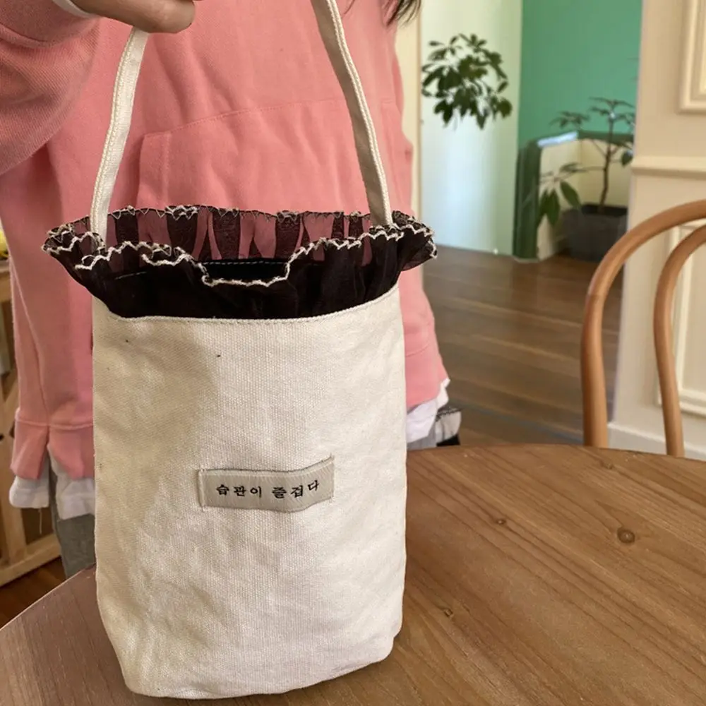 

Bag Temperament Milk Tea Bags Bucket Bags Beach Bag Lunch Bags Korean Style Canvas Bags Spring Day Picnic Bags Women Handbags
