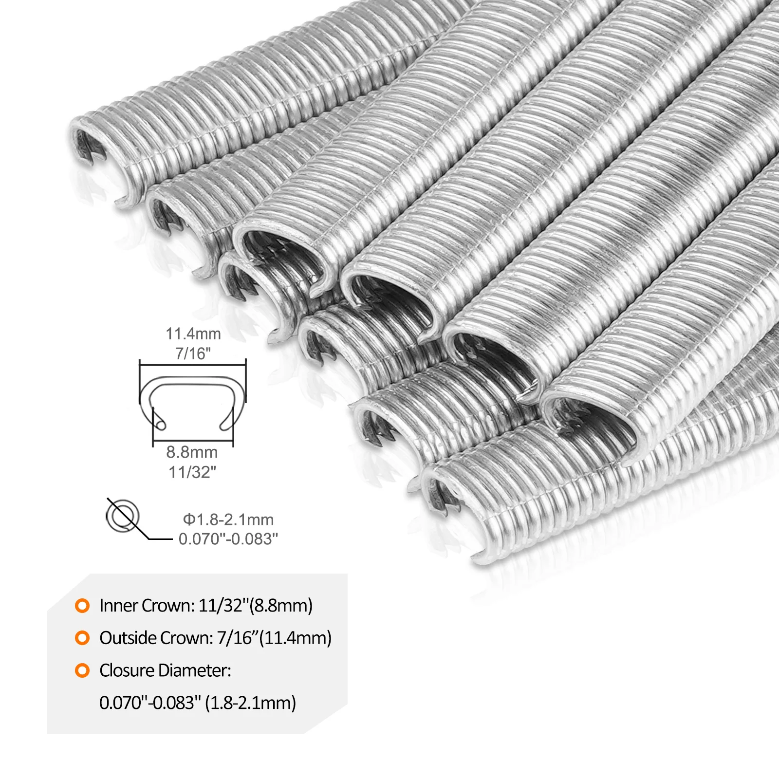 KAMSIN K-SC712 Hog Ring Staples C1214 11/32' Inner Crown Galvanized Steel 18000PCS/Carton 15.9C-Type Machine Staples For Cage