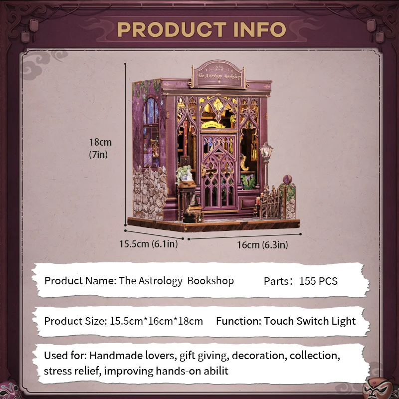 CUTEBEE Book Nook – Kit DIY Serre Librairie Miniature Avec Lumières LED, Découpe Laser, à Assembler En 5-8h Pour Une Déco De Rêve !