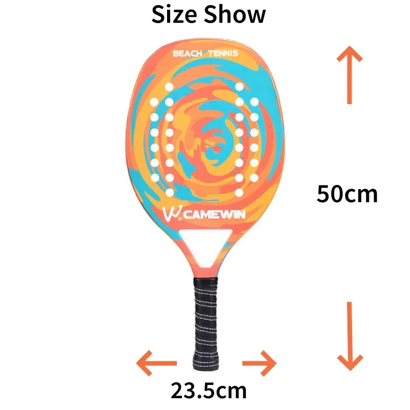 ไม้เทนนิสชายหาด Camewin พาเดลพาย 50% คาร์บอนไฟเบอร์ EVA Core ไม้เทนนิสน้ําหนักเบาพร้อมกระเป๋าป้องกัน Soft Face