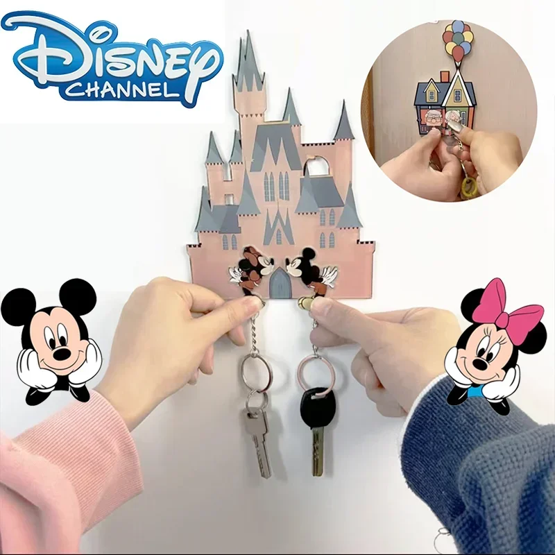 Disney mickey mouse casal chaveiro titular dos desenhos animados acrílico geladeira porta de entrada decoração pingente chave prevenção perda cabide