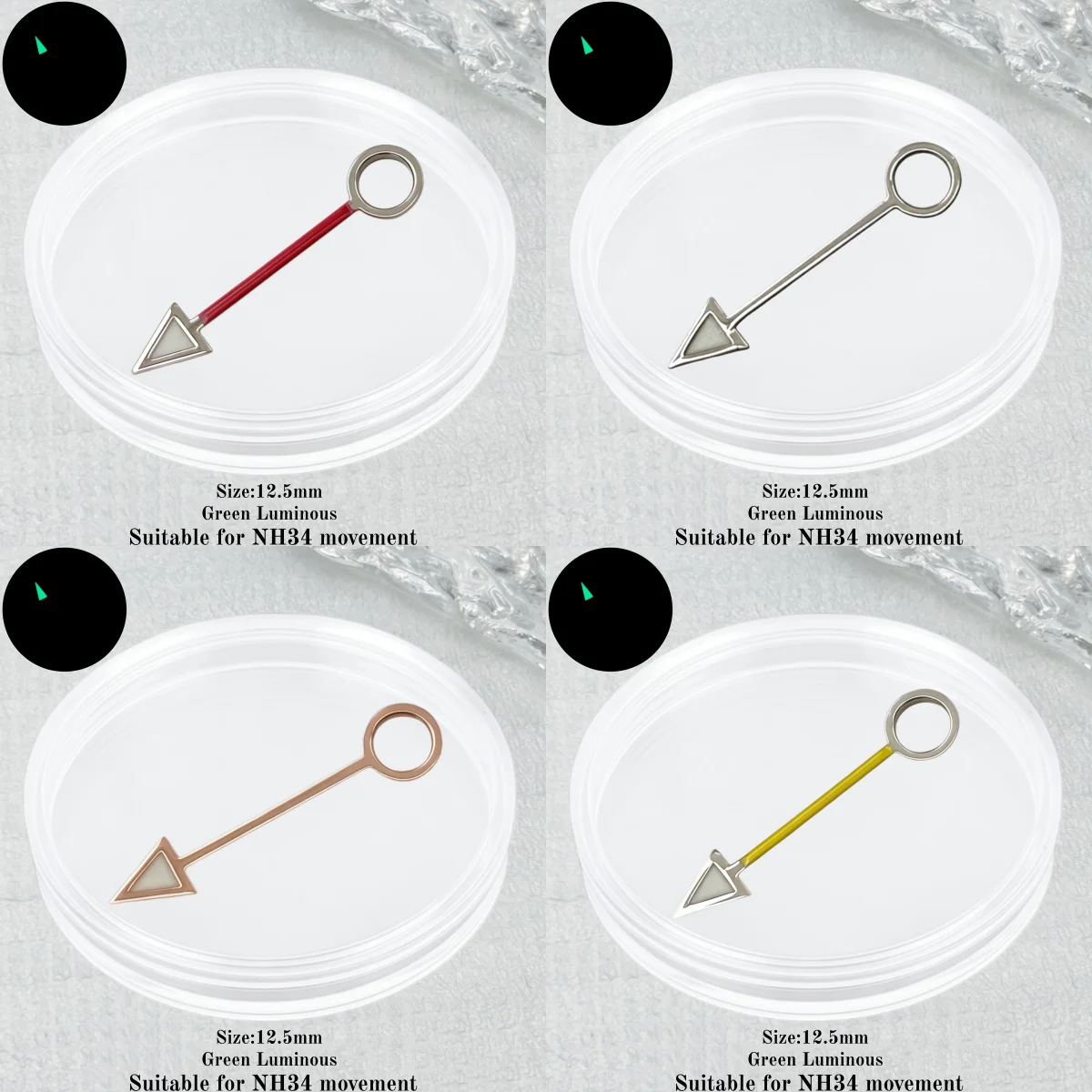 Aiguilles de montre lumineuses vertes, bleues, argentées, or rose, GMT, accessoires adaptés au mouvement mécanique Seiko NH34