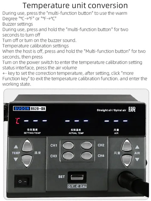 8620DX Hot Air Gun Rework Soldering Station Bga Digital Display Rework solder Station for Mobile Phone Repair Heat Station