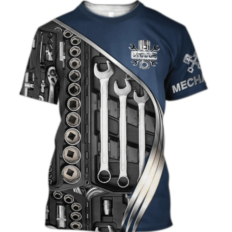 3D Druck Sport Quick-dry Atmungsaktive Männer T-shirt Outdoor Straße Casual Ingenieur Mechanische Uniform Kurzarm Kleidung Sommer