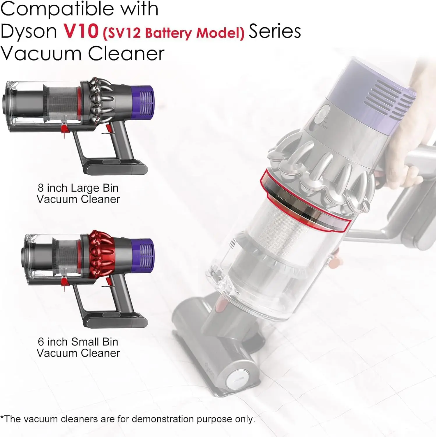 صندوق الغبار العلوي حلقة لإحكام الإغلاق الثابتة لعلبة المكنسة الكهربائية دايسون V10 SV12 مع قطع غيار كوب الترابية مفك البراغي T8