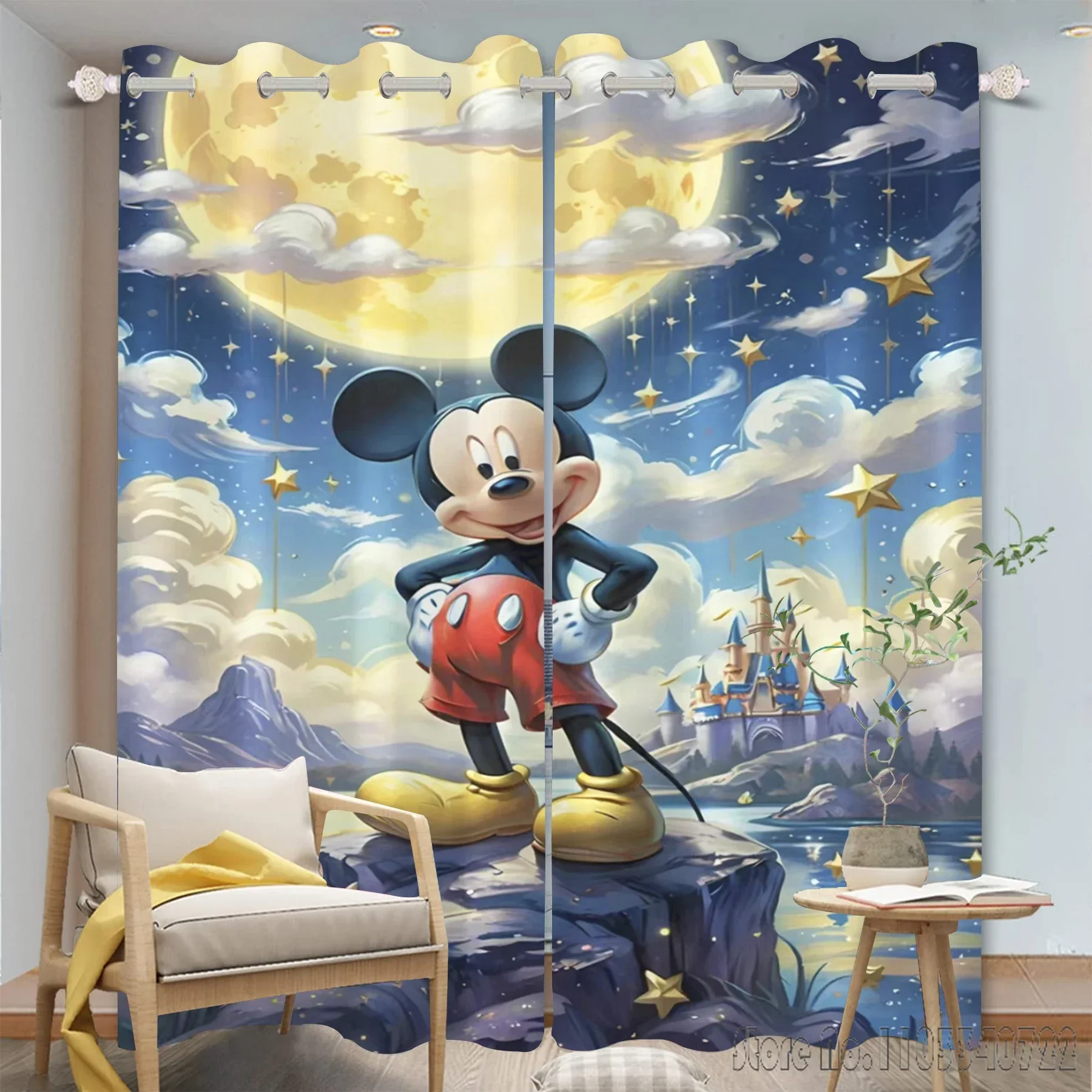 Mickey Mouse Disney Cartoon Window Curtain 3D Print Blackout Curtains Living Room Bedroom Decor Kids Gift