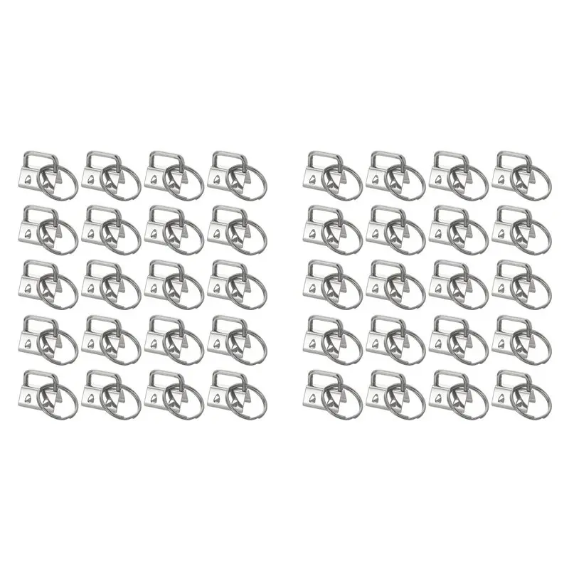 

ABUN-40PCS Брелок для ключей с кольцами для ключей для сумки, серебристый