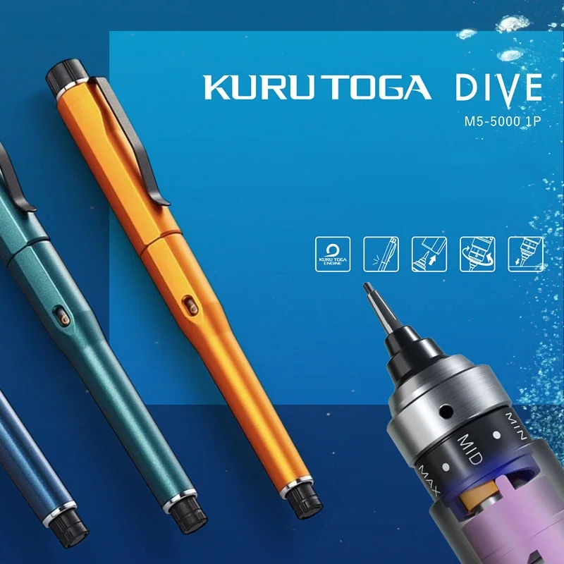 Imagem -02 - Uni Kuru Toga Dive Lápis Mecânico Caneta de Escrita de Rotação Automática Tampa Magnética e Borracha Gift Boxed Papelaria Japonesa