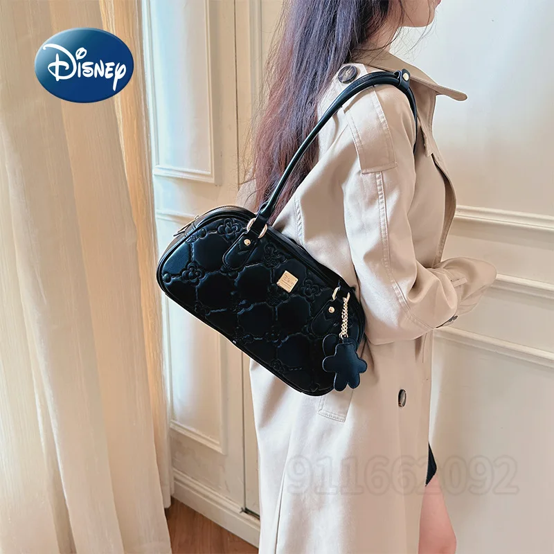 Disney Mickey New Women's Handbag Solid Color Fashion Women's Shoulder Bag High Quality Cartoon Women's Bag Large Capacity