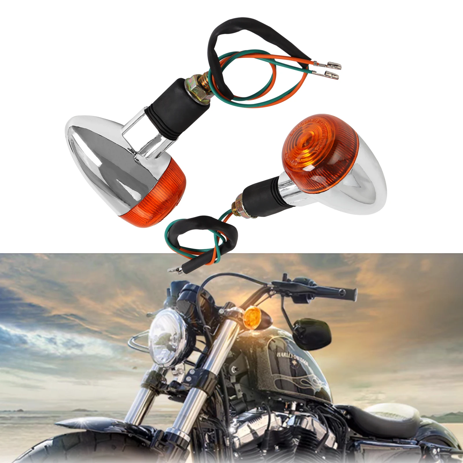 Rear Turn Signals Lights Motorcycle Directional Indicator Light Turning Amber Lamp For Honda Magna Kawasaki Vulcan