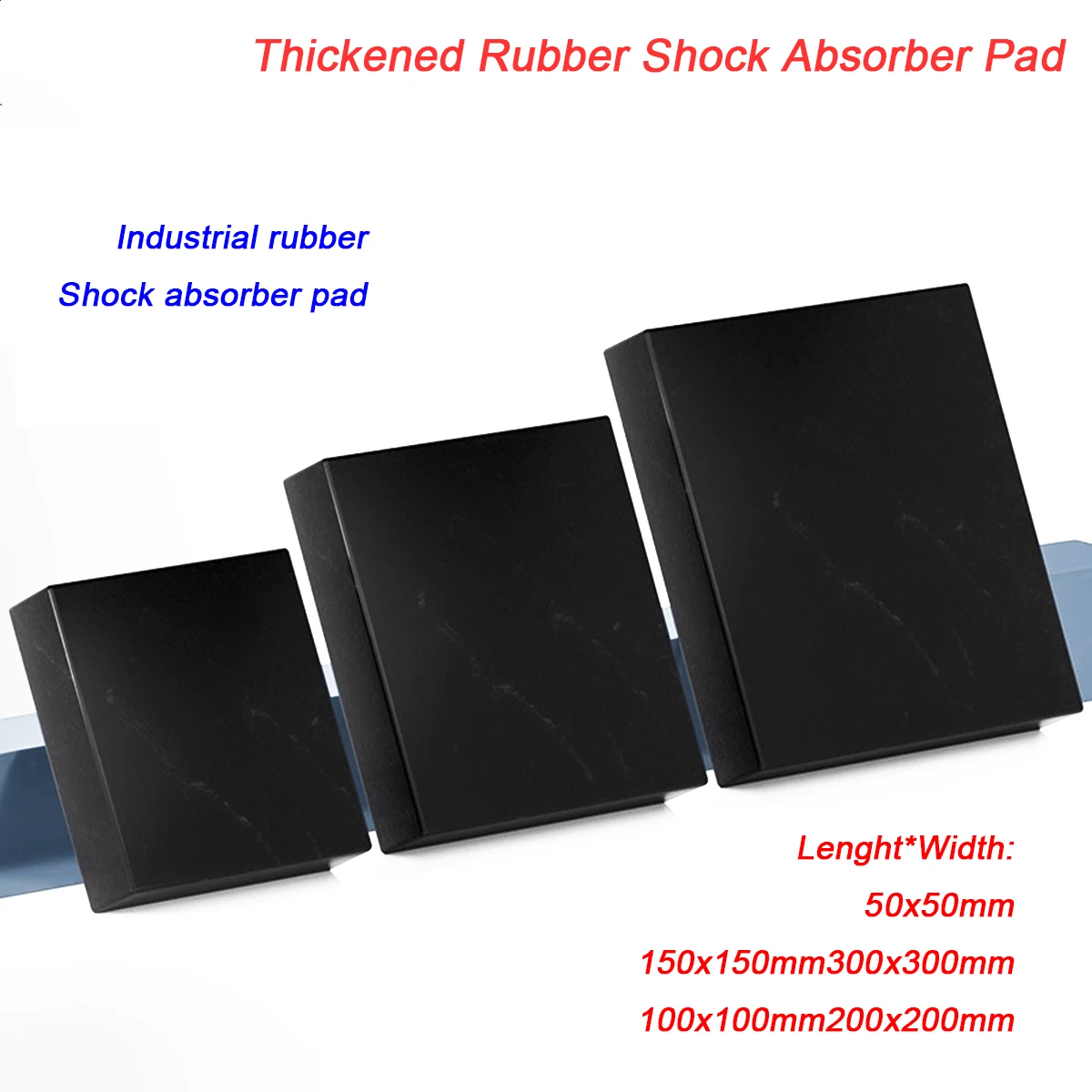 1/5Pc Black Hard Square Plate Industrial Rubber Cushion Block Equipment Base Shock Insulation Wear-resisting Shock-Absorbing Pad
