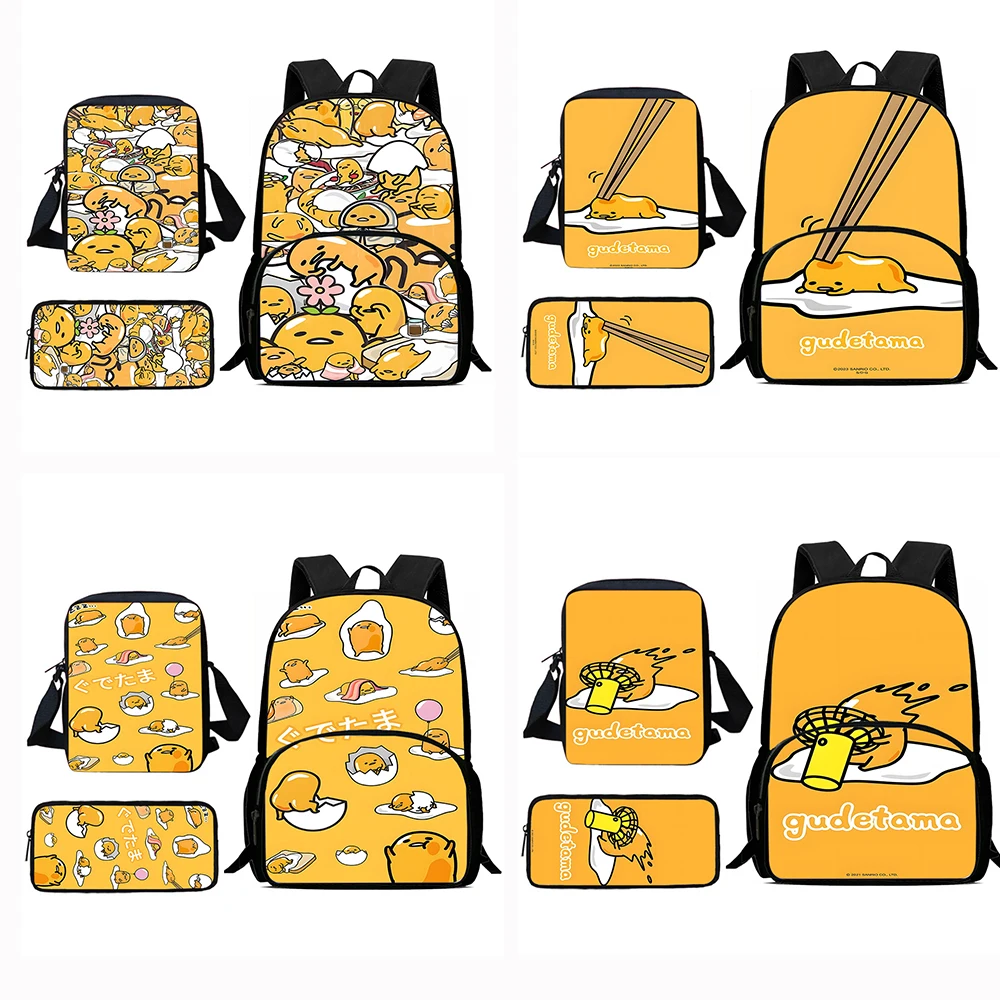 Child Backpacks Cute Funny Cartoon Gudetama Shoulder Bag Pencil Case Pupil Large Capacity School Bags for Boys Girls Best Gift