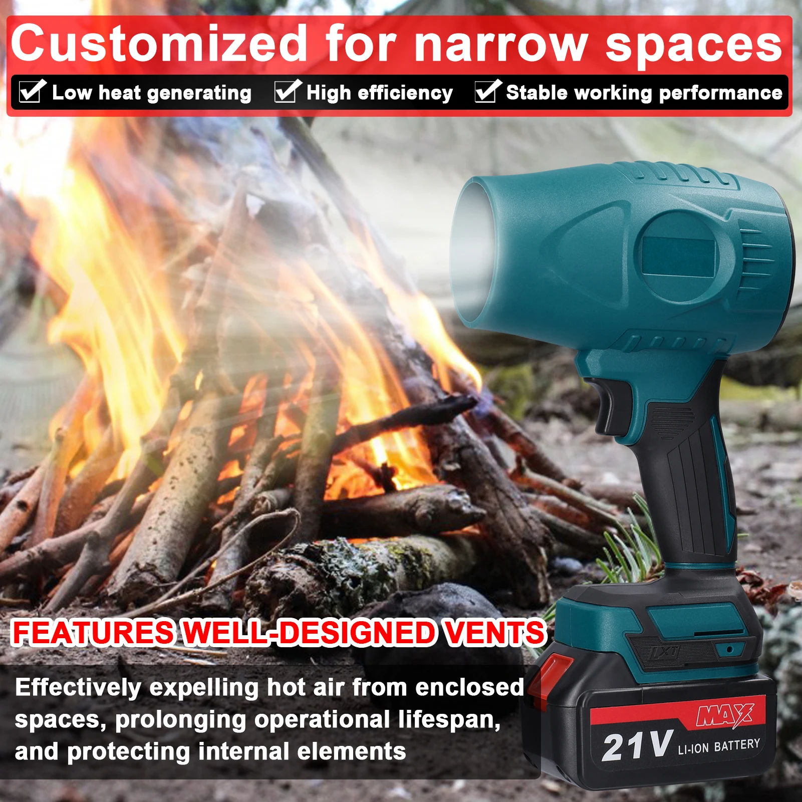 يده أنبوبي Turbofan عالية الطاقة مروحة نفاثة الليثيوم مروحة عنيفة متعددة الوظائف آلة غسل سيارات عالية الطاقة منفاخ الغبار تنظيف أداة