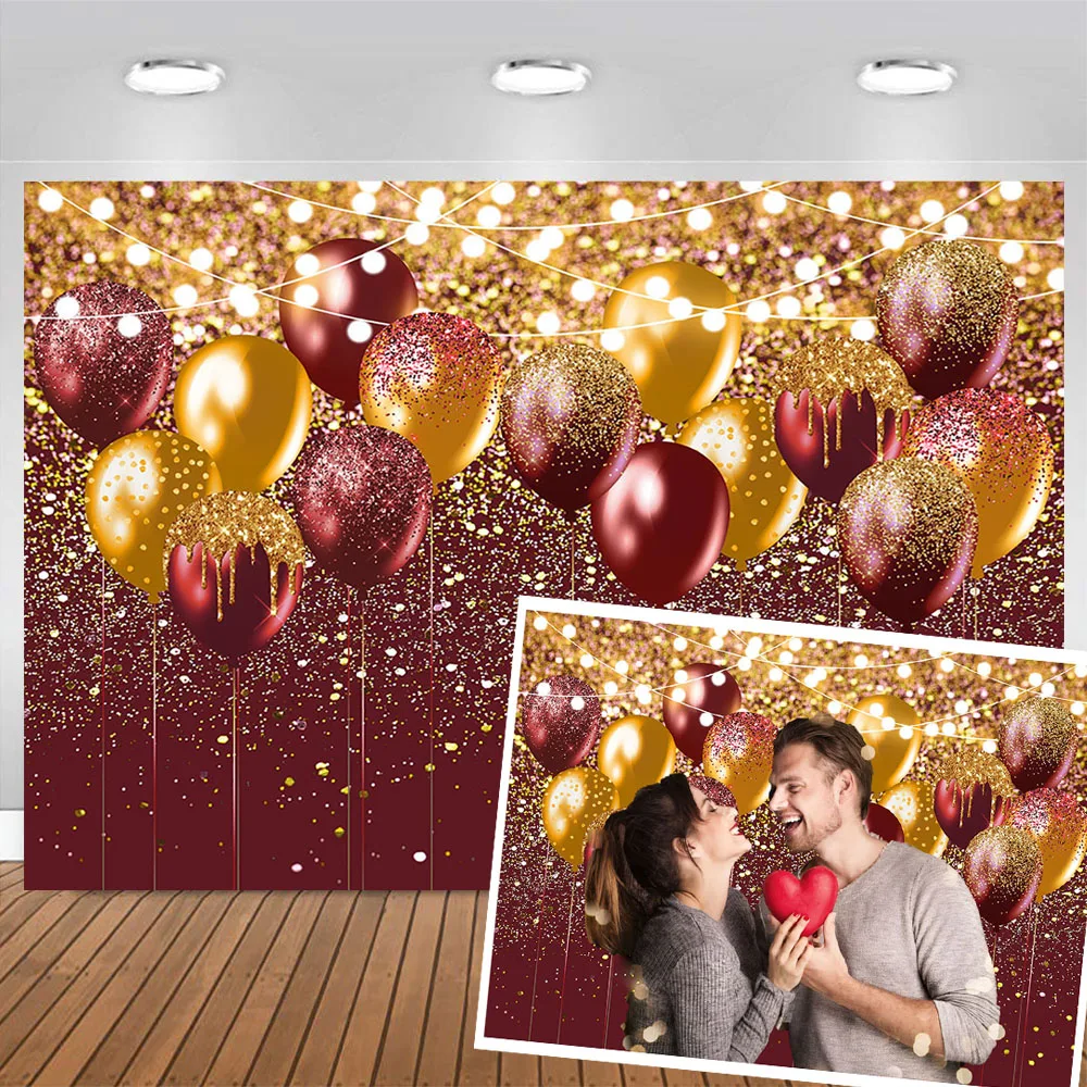 

Glitter Balloon Decoration Party Anniversary Photography Backdrop Baby Birthday Valentine's Day Wedding Background Prop Studio