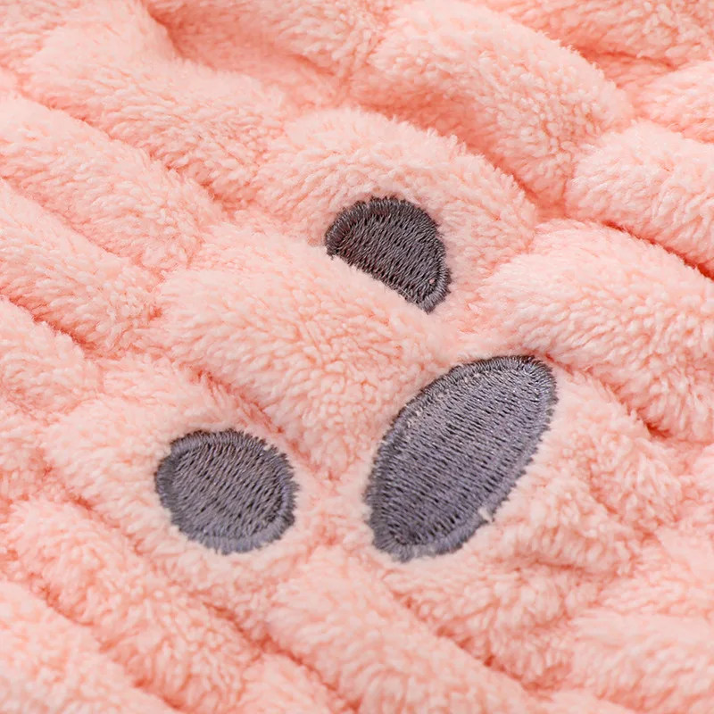 Coral Fleece Hair Drying Towel Super Absorbent Quick Dry Child Cute Drawing Baby Rabbit Ears Girls Women Shower Dryer Towel Hat