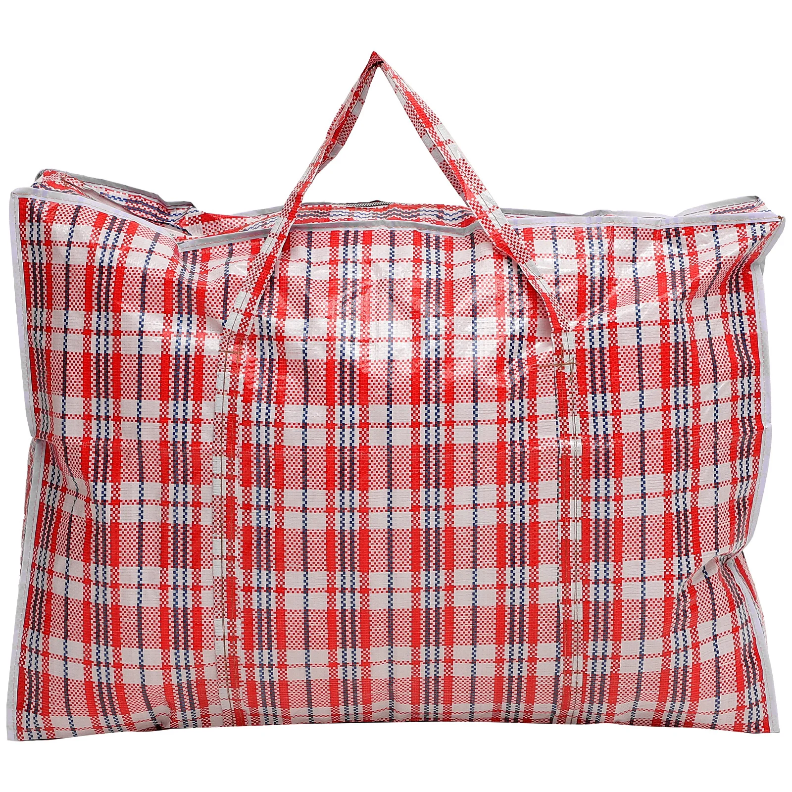 

2pcs Large Capacity Plaid Quilt Storage Bag Household Bedding Clothes Organizer Stackable Laundry Bag Heavy Duty Handles