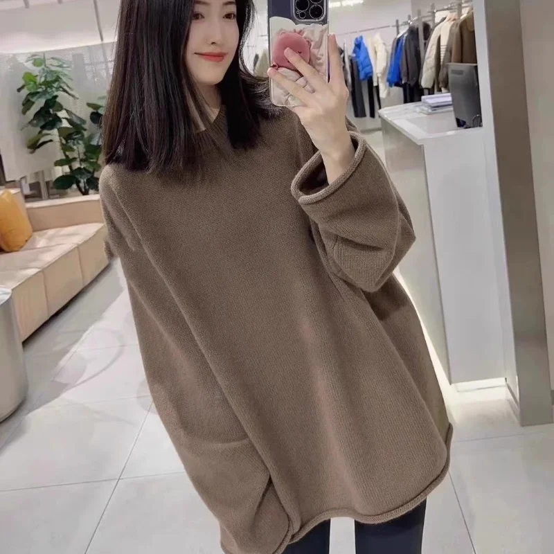 Autumn/Winter New Cashmere Sweater Women\'s Clothing 100% Pure Wool Round Neck Knitted Pullover Casual Loose Fashion Korean Tops