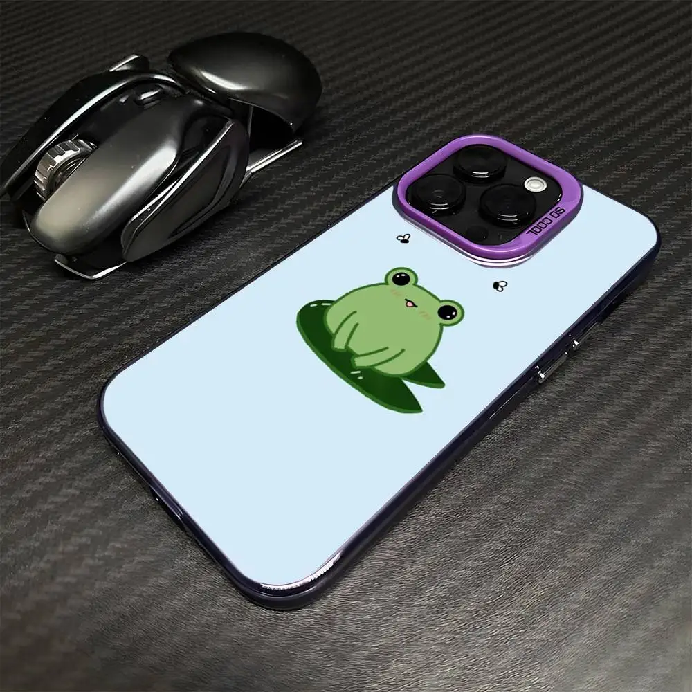 Capa de telefone sapo para iphone17,16,15,14,13,12,11 pro max roxo colorido banhado a prata dentro da capa de telefone