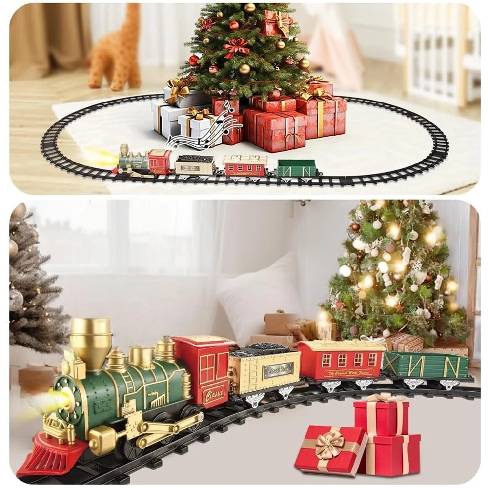 Vintage-Weihnachtsgeschenke, Weihnachtsdekoration, einzigartige Weihnachtsgeschenke, Zug mit realistischem Pfeifton, 10 Schienen, immersives Erlebnis, tolles Geschenk für Geburtstag, Weihnachten,