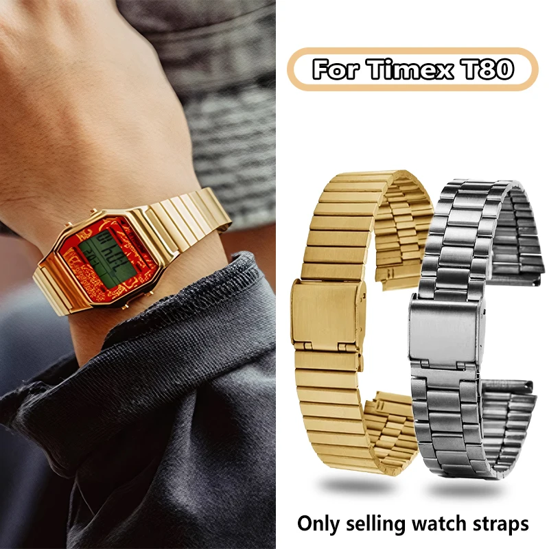 18 مللي متر لسلسلة TIMEX T80 حزام من الفولاذ المقاوم للصدأ TW2W49400 حزام الساعات لسوار كاسيو AE1200WH AE1300 A158WA AE1200 SGW300