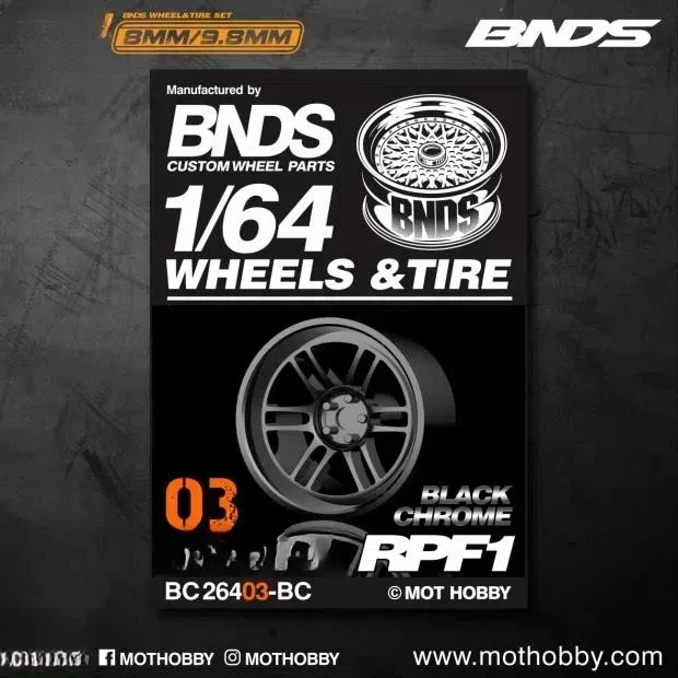 BNDS 1:64 New Wheel Rims with Tires Multiple Electroplated Black Styles BC264BC Modifying and Assembling Model Accessories