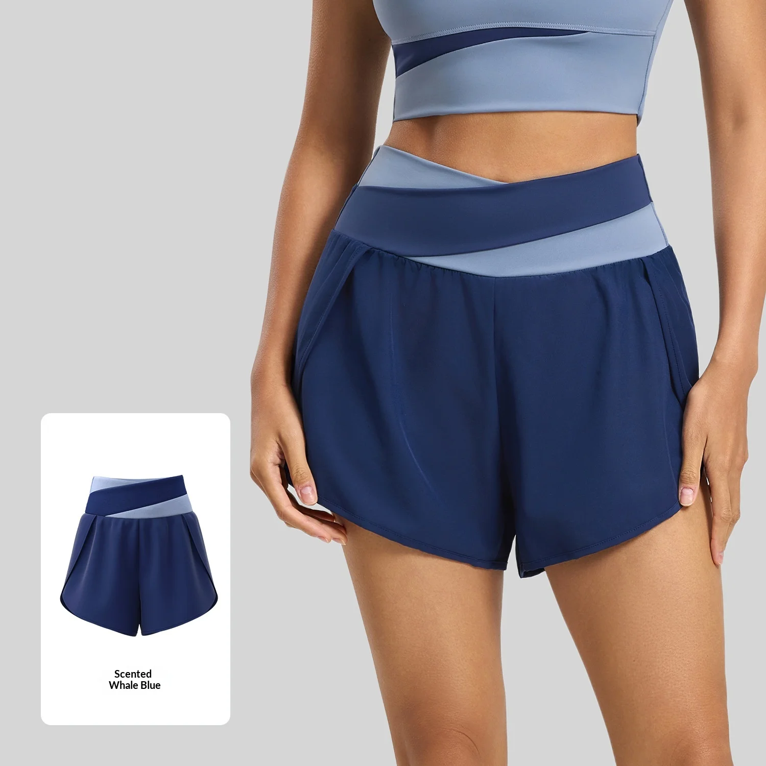 Women's 2 In 1 Yoga Shorts Color Block High Waist Running Shorts Naked Feel Gym Fitness Workout Shorts Summer Shorts for Women