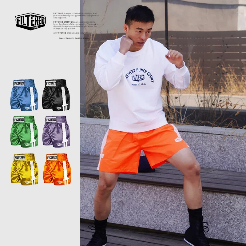 FILTERED Sports Men\'s Breathable Professional Boxing Training Shorts Loose Fit Fight Pants Drawstring Kickboxing Shorts BMY060