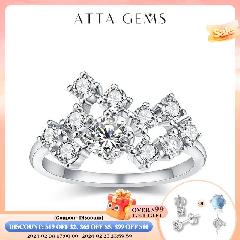 

ATTAGEMS Moissanite Ring D Color 1.5ct Excellent Round Shape 5mm 925 18K Real Engagement Wedding Rings For Women Fine Jewelry