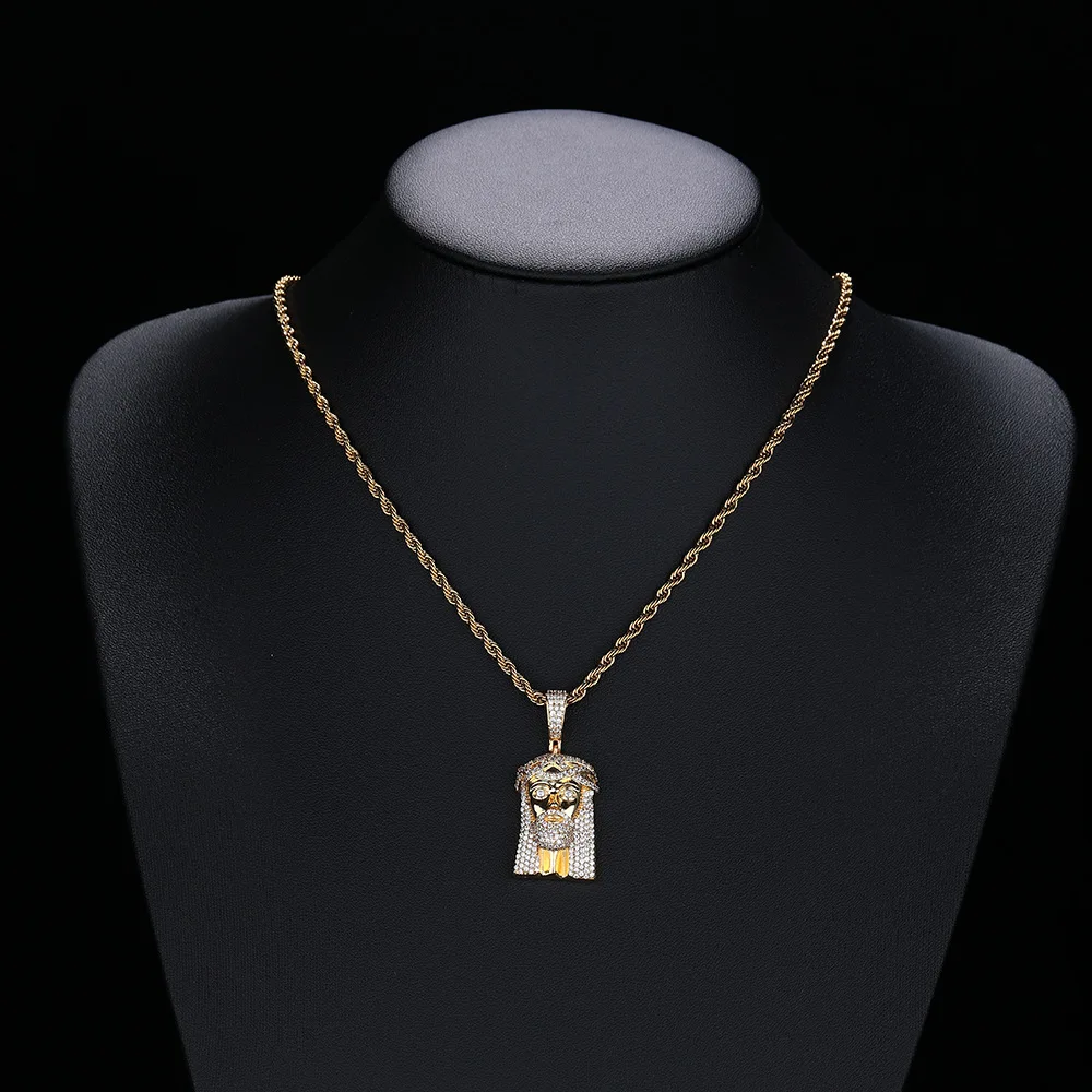 

Hip Hop Stone Paved Bling Iced Out JESUS PIECE Pendant Necklace for Men Rapper Jewelry