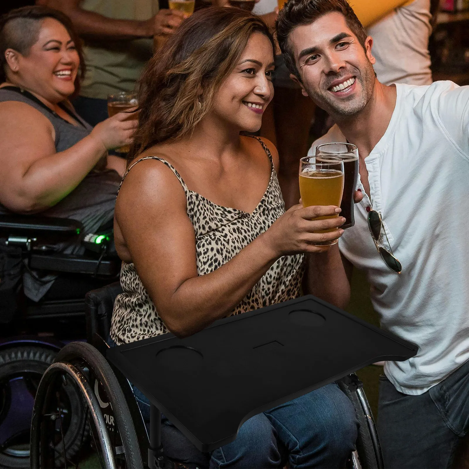 Universal Lightweight Foldable Wheelchair Dining Table Portable Tray for Meals Reading Camping with Cup Holder Wheelchair Tray