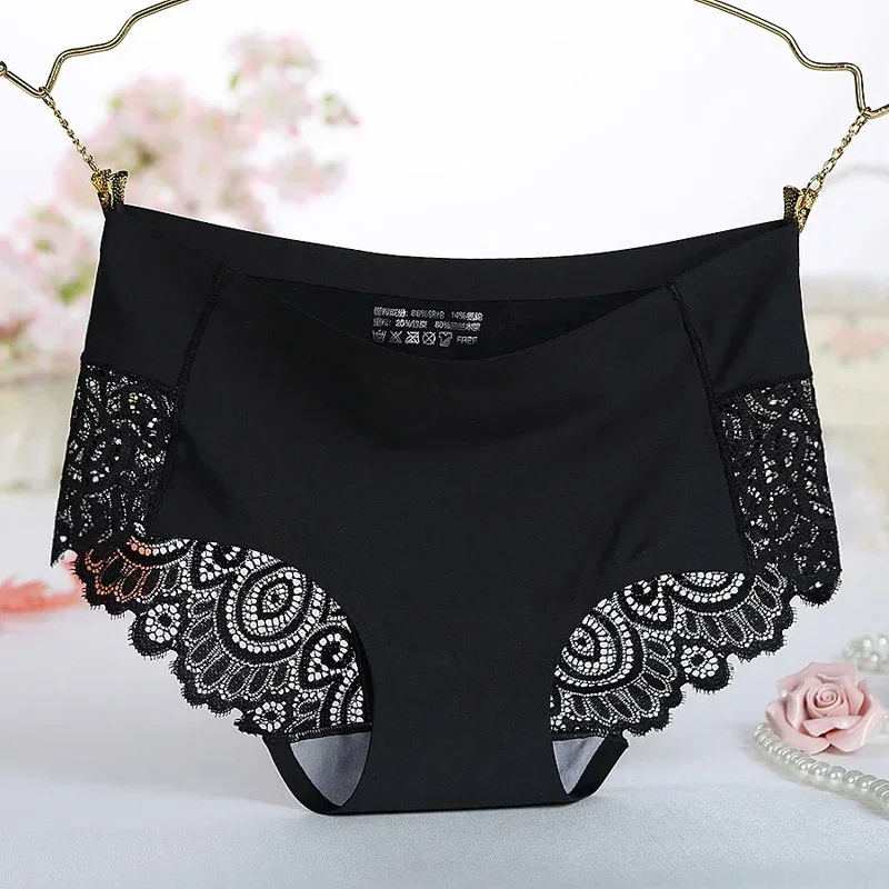 Ice Silk Women\'s Panties Sexy Lace Seamless Panties Breathable Cotton Crotch Elastic underwear women lingerie