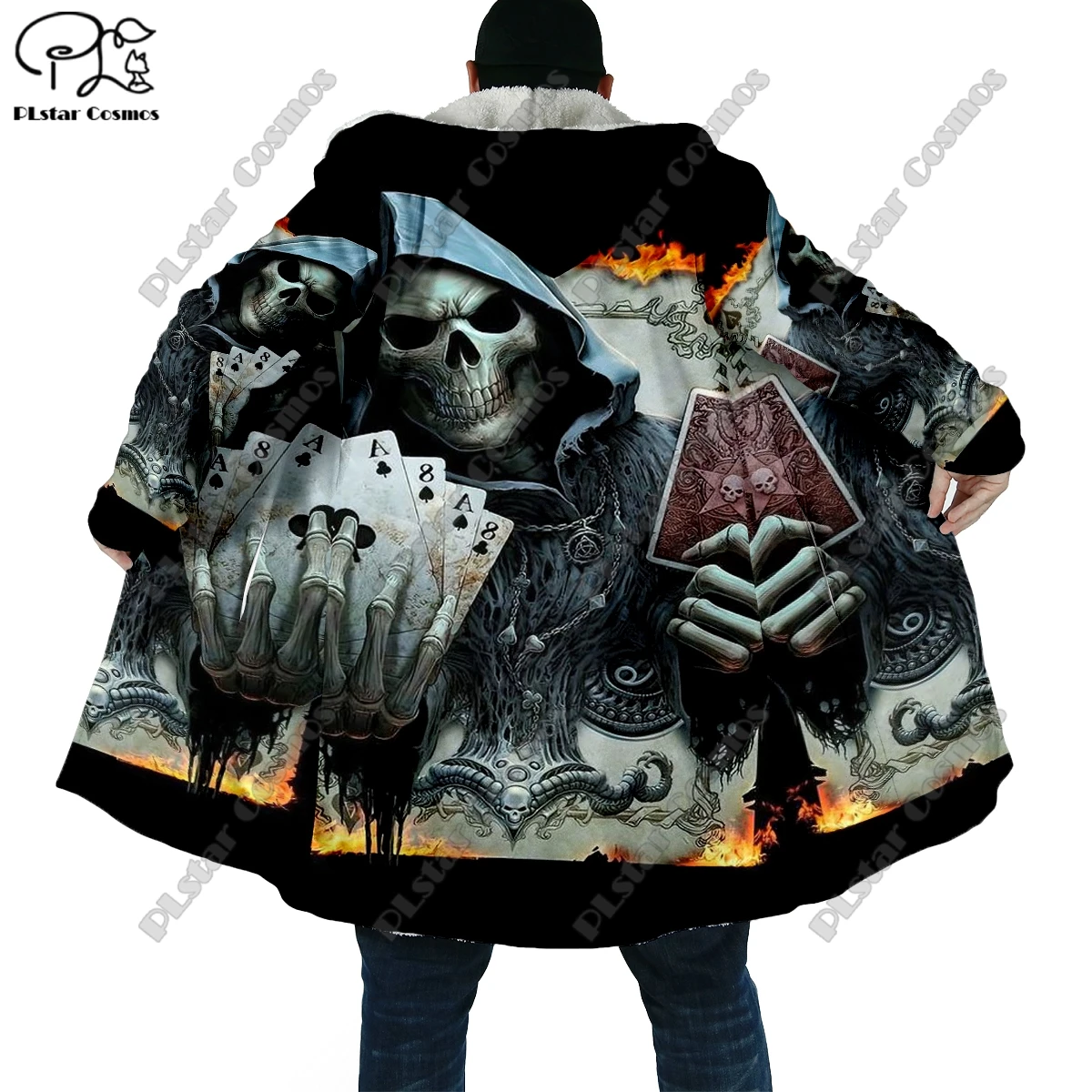 3D Printed Halloween Horror Skull Theme Pocket Cape Coat Latest Casual Unique Streetwear Unisex Winter New Arrival KB-3