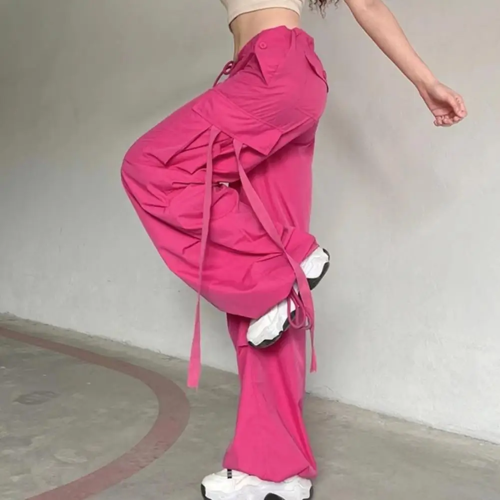 

Loose Trousers Stylish Women's Cargo Pants with Baggy Fit Drawstring Hem Multiple Pockets High Waist Streetwear Trousers for A