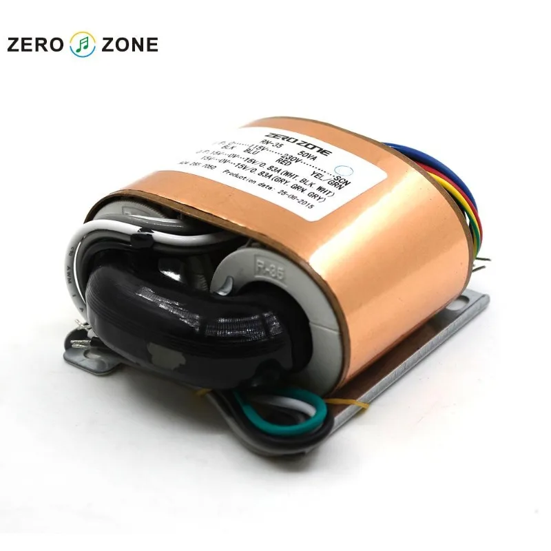 Zero-115V/230V 50W double 15V/0.83A pure copper R-type transformer with copper foil shielding