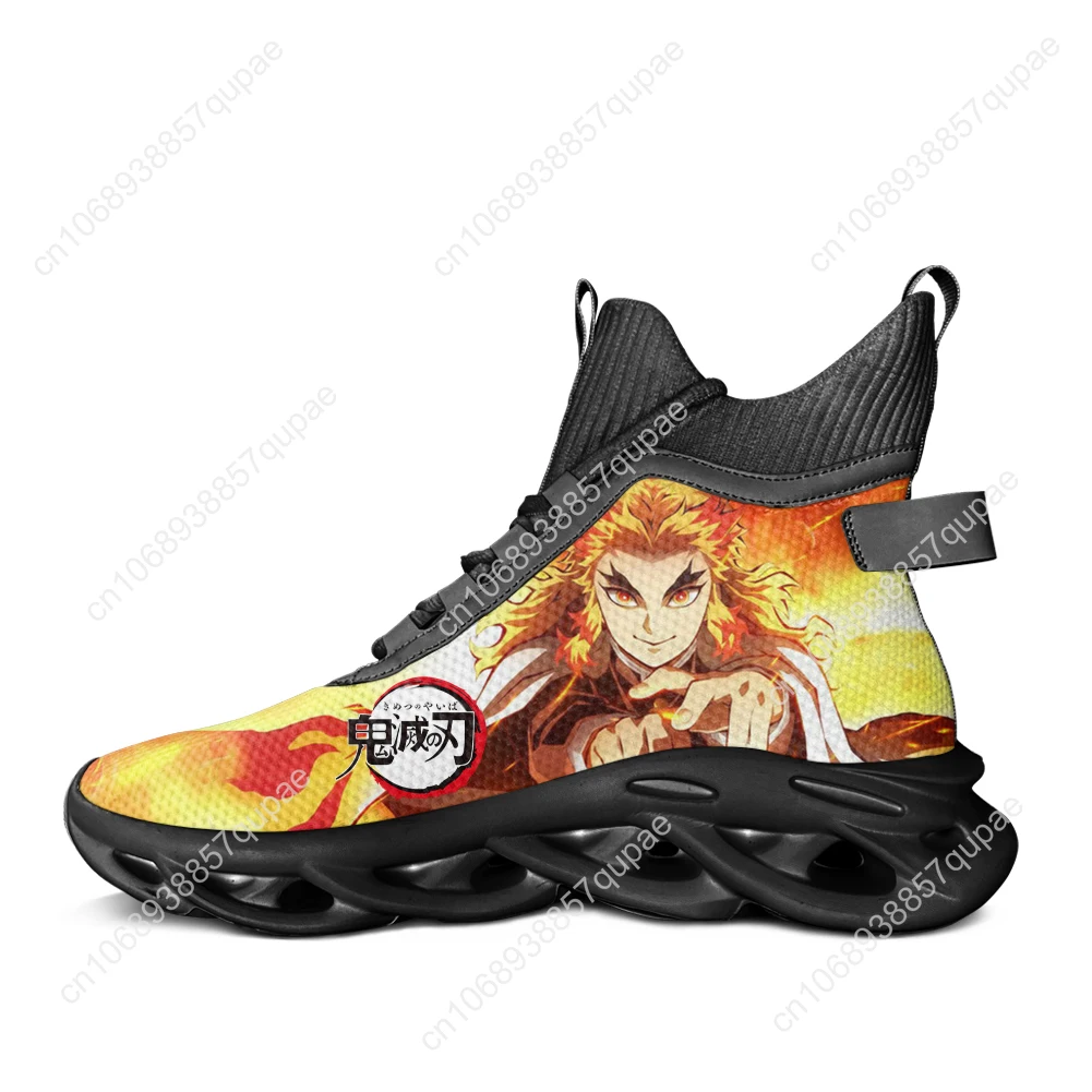 Rengoku High Top Sneakers Cartoon Anime Mens Womens Teenager Sports Shoes Running Sneaker Lace Up Mesh Footwear Customized Shoe