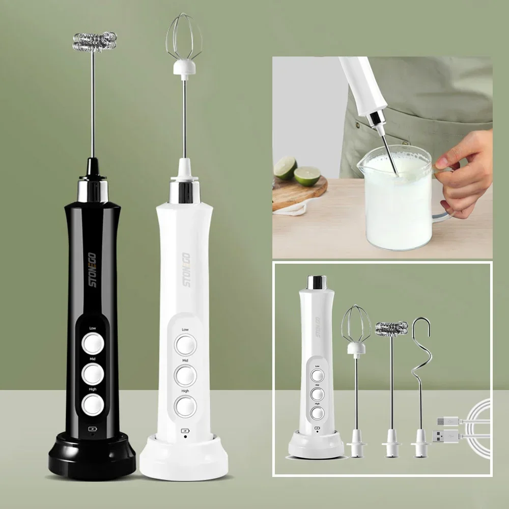 Electric Milk Frother 3 Speed Handheld Coffee Mixer With USB Rechargeable Base 3 In 1 Versatile Foam Maker Premium Stainless Steel Whisk For Cappuccino Latte Hot Chocolate Compact Wireless Egg Beater Portable Mini Kitchen Gadget Professional Drink Mixer gallery 6