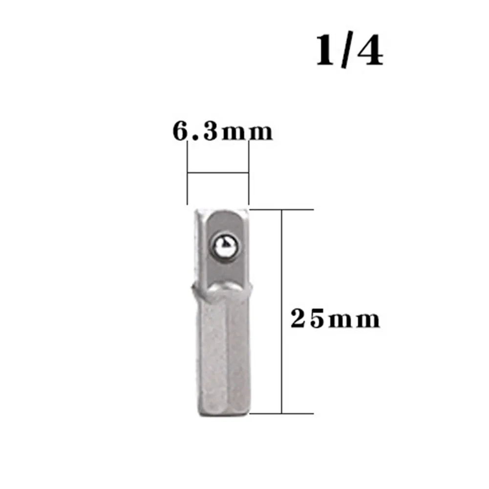 Chrome-Vanadium Steel Drill Socket Adapter 1/4 Hex Shank To Square Socket Conversion Drill Bit Bar 25 30 50 65mm Power Tool Part