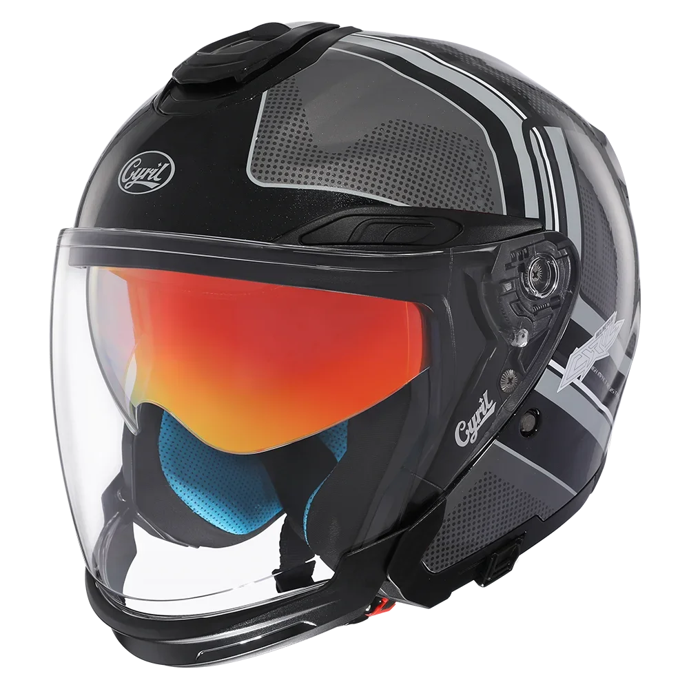 ABS Shell Motorcycle Helmet with Dual Visor Moto Open Face Helmets Dot certified CYRIL R18 Helmets Motorcycle for Men and Women