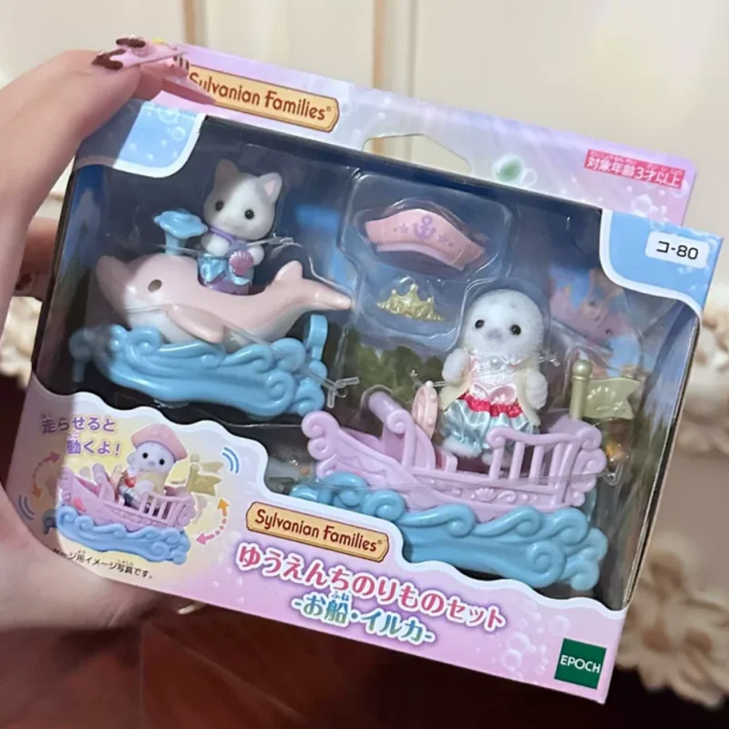 Oryginalne figurki anime Sylvanian Zabawki Pieczęć Latte Kot Pirat Zestaw Kawaii Figurka kolekcjonerska Families Lalka Prezent urodzinowy Zabawki dla dzieci