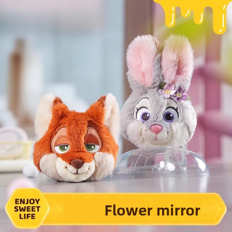 

Soft Plush Fabric Non-Toxic Judy Nick Cartoon Mirror Compact Foldable Travel Size Daily Touch-Up Bag Charm Cute Gift for Girls