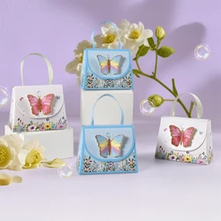 10pcs Candy Gift Boxes 3D White Blue Butterfly Birthday Decoration Wedding Supplies Baby Shower Chocolate Cookie Gift Box Bag