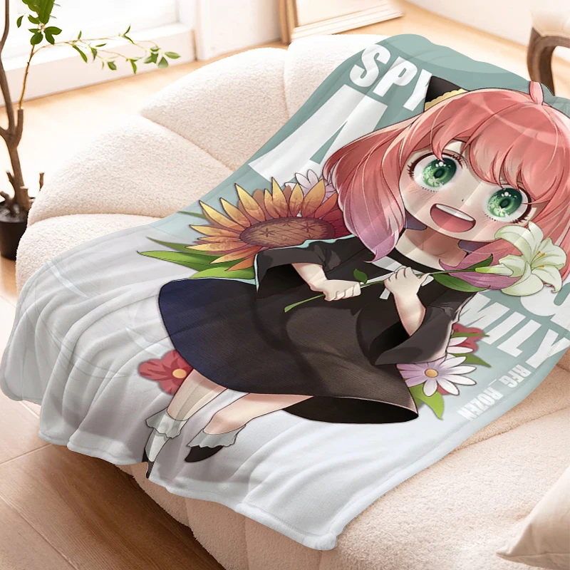 Flannel Blanket Sofa Winter Warm S-Spy×Family Microfiber Bedding King Size Knee Bed Fleece Nap Anime Cute Fluffy Soft Blankets