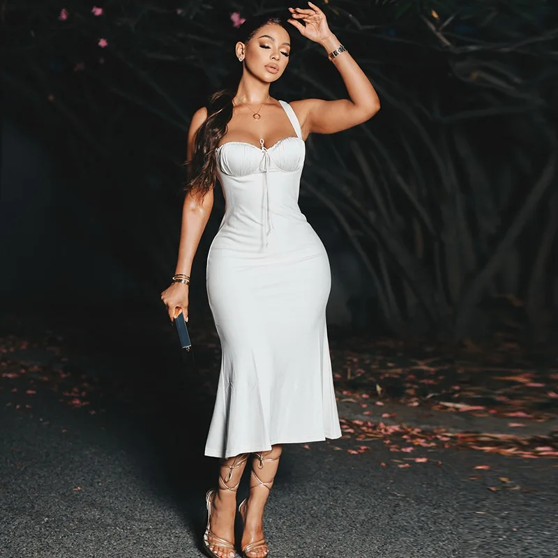 White Princess Prom Dress Sexy Stripe Sleeveless Long Sheath Party Bridal Gown Casual Formal Guest Wedding Birthday Robe
