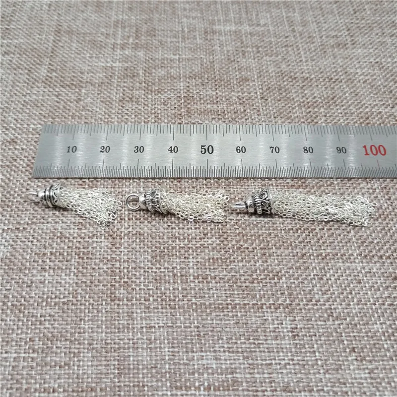 Cable Chain Tassel Pendant Charms in Sterling Silver for Bracelet Necklace and Earring Making