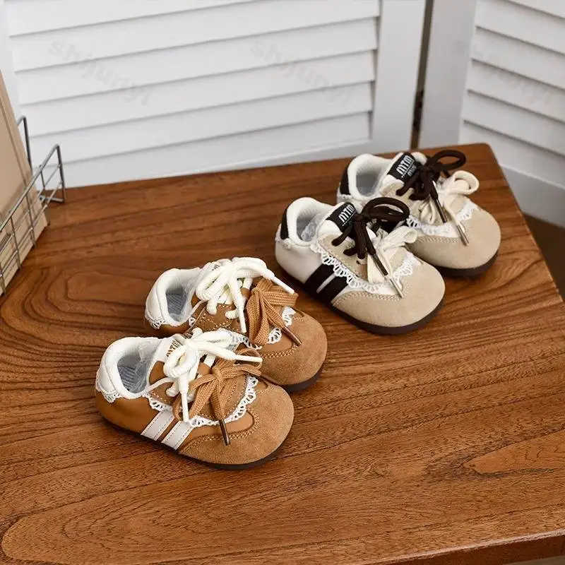 Baby Sneakers Children's Girls Soft Sole Non-slip Casual Running Shoes Baby Sports Walker Shoes Lace Toddler Outdoor Flat Shoes