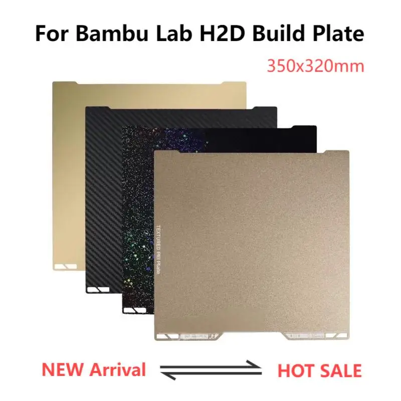 

For Bambu Lab H2D 350x320mm Double Sided Textured PEI Build Plate Smooth for Bambulab H2d Accessories High Quality Spare Parts