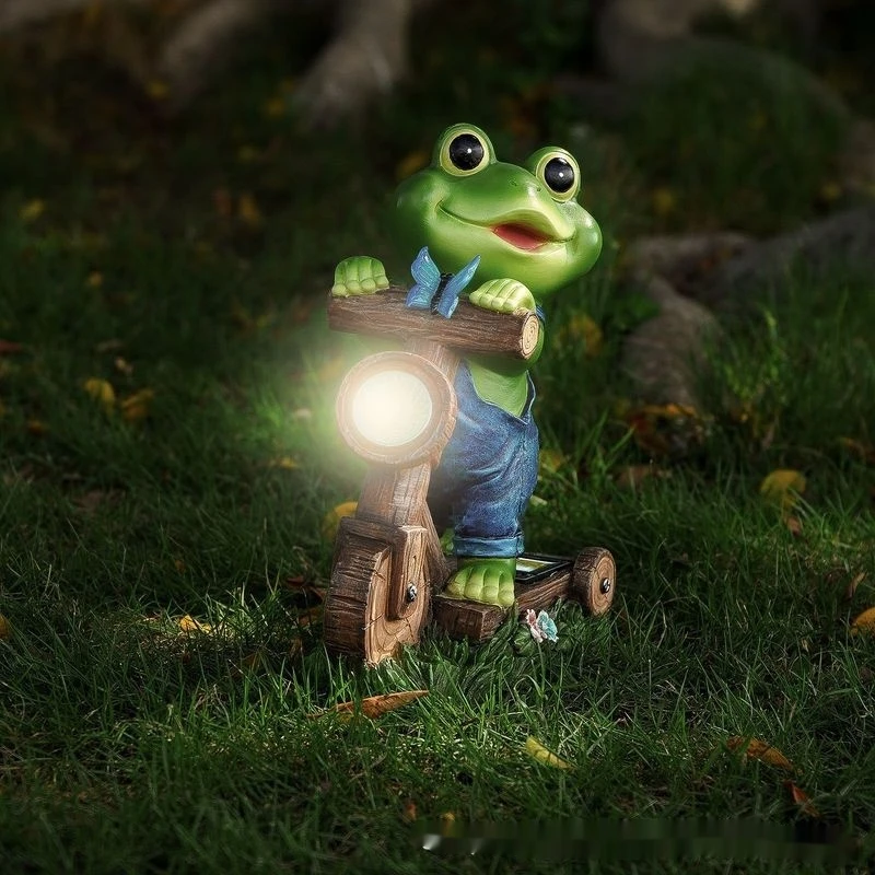

Outdoor Garden Decorative Frog Riding Bike Craftwork Villa Balcony Cross-Border New Arrival Ornament Toy Collectible Figure
